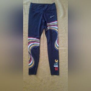 Nike Womens' Black Leggings with Colorful Swirls